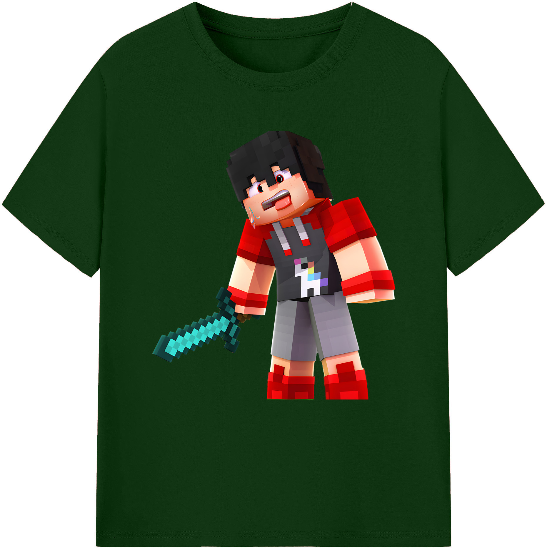 （画像用） マインクラフト ブロックの世界 Minecraft MC Block world 綿100％半袖Tシャツ（フロントプリント）
